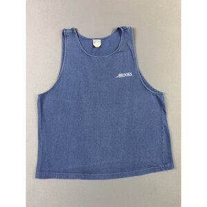 Rare Vintage 90s Brooks Sport Navy Blue Tank Top Medium Sportswear Gym Run Fade
